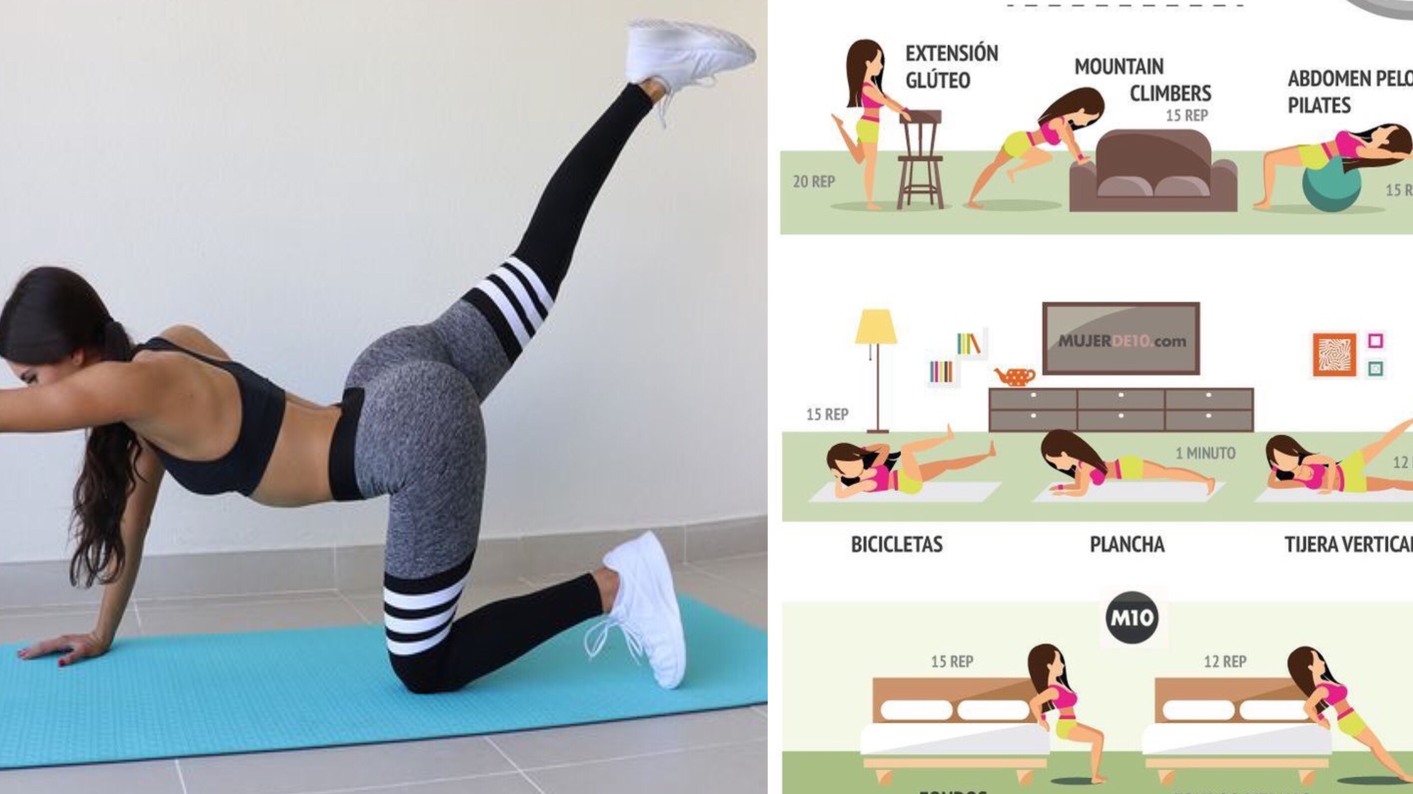servir bostezando filosofía Rutina de GLÚTEOS en casa | 8 ejercicios para pierna y glúteo ⋆ Adictos al  Gym